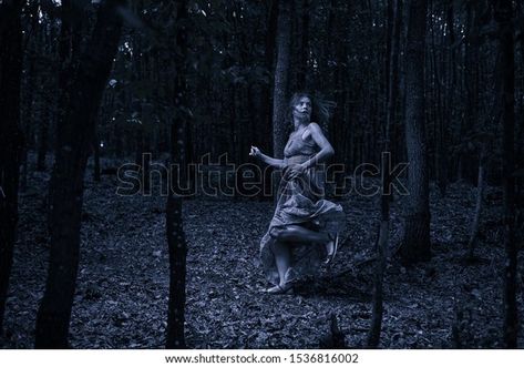 Running Through Forest, Scared Pose, Woman In Forest, Scared Woman, Running Scared, Forest Photos, Image Editor, Girl Running, Image Editing