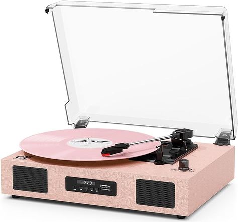 Amazon.com: Vinyl Record Player Vintage Wireless Bluetooth Record Player with Enhanced Speakers, USB Recording, LP Player with 3-Speed Belt Drive Turntable Support RCA Line-Out AUX Input EQ,Pink : Electronics Pink Record Player, Pink Record, Pink Electronics, Record Player Vintage, Lp Player, Bluetooth Record Player, Vintage Record Player, Vinyl Player, Vinyl Record Player