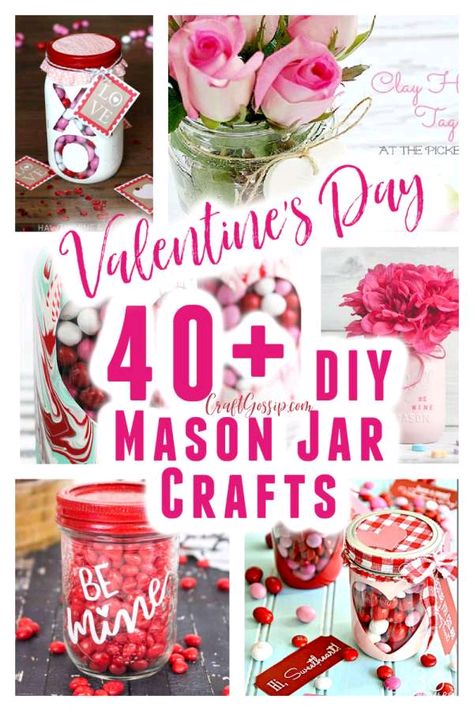 Valentine Candy Crafts, Snowflake Instructions, Hanger Snowflake, Simple Diy Decor, Candy Jars Diy, Oui Jars, Valentines Day Projects, Valentine Mason Jar, Mason Jar Diy Projects