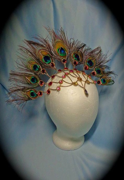 Halloween Head Piece, Peacock Headdress, Peacock Crown, Peacock Feather Hat, Peacock Headpiece, Peacock Feather Headpiece, Peacock Feather Crown, Peacock Feather Headband, Adjustable Blue Feather Headpiece