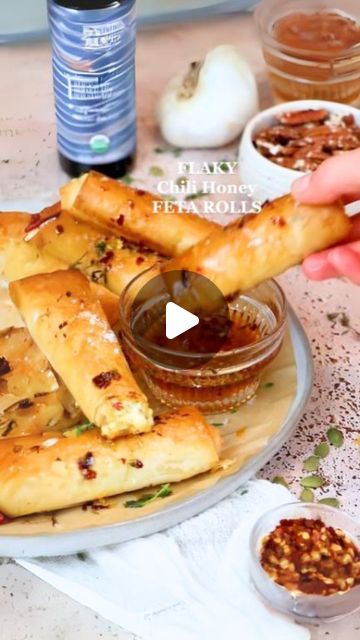 Phyllo Appetizers, Honey Feta, Feta Honey, Feta Rolls, Chili Honey, Phyllo Recipes, Flaky Salt, Phyllo Dough, More Recipes