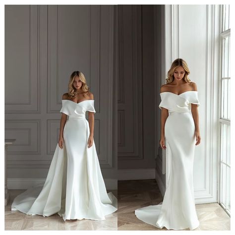 Dresses With Sleeves Elegant, Bardot Wedding Dress, Wedding Dresses 2022, Wedding Dresses Elegant, Elegant Wedding Dresses, Wedding Dresses Black, Off Shoulder Wedding Dress, Classy Wedding Dress, Stylish Wedding Dresses