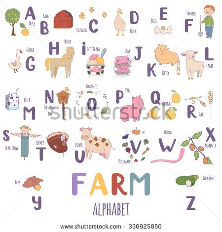 Farm Alphabet Letters, Farm Alphabet, Alphabet Preschool, Busy Book, Funny Cartoon, Scarecrow, Summer Kids, Lettering Alphabet, Vector Art