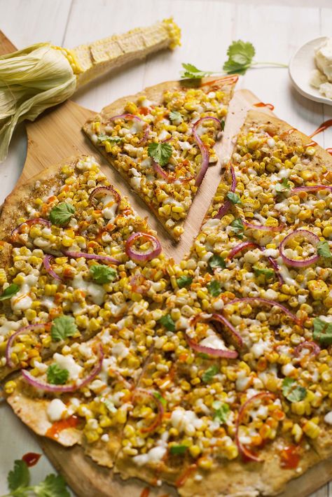 Street Corn Pizza, Elote Pizza, Corn Pizza, Easy Air Fryer Recipes, Sweet Pizza, Spicy Corn, Street Fair, Easy Air Fryer, Summer Cooking