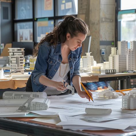 "Architect Reviewing Plans: A #focused female #architect diligently reviews #buildingplans surrounded by models and #designs in a #designstudio. #aiart #aiphoto #stockcake ⬇️ #Download and #Prompt 👉 https://stockcake.com/i/architect-reviewing-plans_1093473_382548" Female Architect, Coffee Music, Music Backgrounds, Building Plans, Book Girl, Abstract Flowers, How To Take Photos, Free Stock Photos, High Quality Images