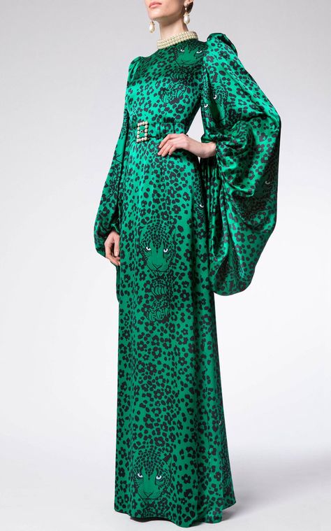 Animal-Printed Silk Gown By Andrew Gn | Moda Operandi Dramatic Sleeves, Andrew Gn, Silk Gown, Moda Operandi, Gorgeous Dresses, Passion For Fashion, Silk Printing, Pretty Dresses, Fashion Collection