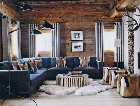 Emily Henderson Mountain Fixer Upper I Design You Decide 5 Styles Rustic Cabin 02 Lodge Living Room Decor, Modern Ski Lodge, Décor Ski, Lodge Living Room, Alpine Decor, Chic Chalet, Ski House Decor, Ski Lodge Decor, Chalet Chic