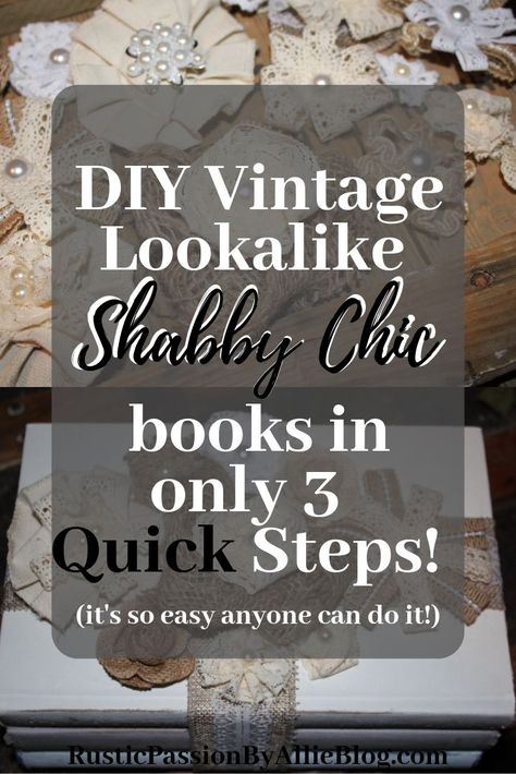 Learn how to make these Vintage Shabby Chic white books. They are so fun and are the cutest affordable craft. It will only take you a few minutes to make and you will love these antique painted books. #diyshabbychicdecor #diyvintagebooks #diybookdecor #shabbychic Vintage Books Decor, Diy Vintage Books, Vintage Book Decor, Diy Shabby Chic, Shabby Chic Dining Room, Shabby Chic Decor Diy, Shabby Chic White, Shabby Chic Dining, Chic Dining Room