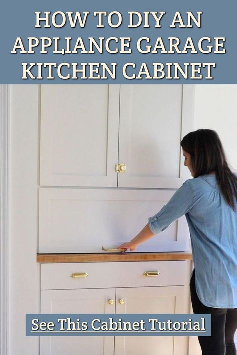 DIY Kitchen Appliance Garage Cabinet from 38 DIY Cabinet Modifications To Make Home A LOT More Functional (and organized!) Appliance Garage Door Ideas, Diy Appliance Garage Cabinet, Appliance Garage Diy, Diy Kitchen Appliance Garage, Kitchen Garage Cabinet, Diy Appliance Garage, Appliance Garage Cabinet, Appliance Garage Kitchen, Appliance Garage Ideas