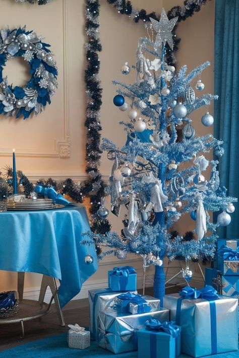 Create a winter wonderland indoors with a timeless silver and blue color scheme. Find inspiration for incorporating these cool, elegant tones throughout your holiday decor. Winter Wonderland Color Palette, Wonderland Color Palette, Holiday Palette, Classy Christmas Decor, Classy Christmas, Blue Color Schemes, Christmas 2024, Silver Blue, Color Scheme