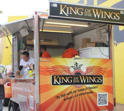 If you are lucky enough to bump into The King Of The Wings mobile food van - do not pass up the opportunity to try their amazingly delicious Buffalo Wings. For weekly locations go to facebook https://www.facebook.com/kingofthewingsbrisbane Food Van, Food Kiosk, Mobile Food Trucks, Pop Up Restaurant, Mobile Business, Food Truck Design, Portable Food, Chicken Wing, Food Trailer