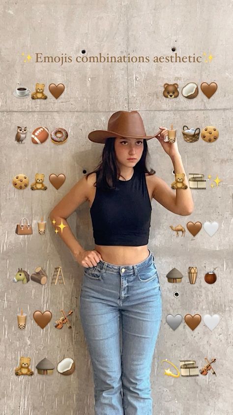 Brown Emoji Combinations Aesthetic, Football Emoji Combinations, Coffee Emoji Combo, Cowgirl Emoji Combos, Brown Emoji Combos, Brown Emoji Combinations, Instagram Story Ideas Background, Story Ideas Background, Instagram Story Ideas Captions