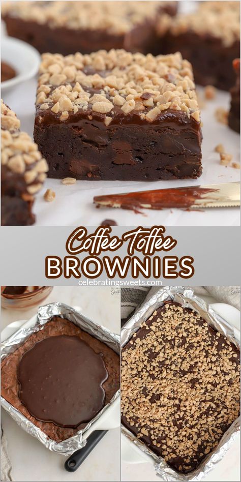 Mocha Bars Recipe, Coffee Bars Recipes, Coffee Brownies Recipe, Brownies With Toppings, Unique Brownie Recipes, Brownie Types, Coffee Ganache, Gourmet Brownies, Yummy Things To Bake