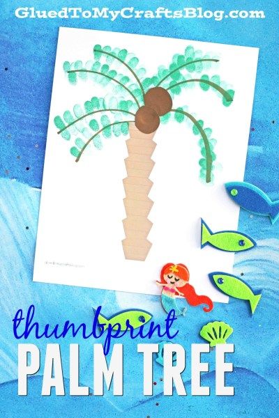 Thumbprint Palm Tree- Summer Kid Craft Idea w/free printable template Florida Crafts For Preschool, Florida Crafts For Kids, Luau Crafts, Florida Crafts, Beach Crafts For Kids, Hawaii Crafts, Palm Tree Crafts, Summer Kindergarten, Hawaiian Crafts