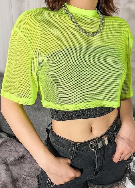 Neon Party Outfits, Neon Outfits, Neon Fashion, Crop Top Outfits, Mode Inspo, Kpop Outfits, Aesthetic Outfits, Festival Outfits, Neon Green