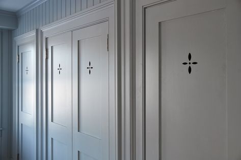 Cut it out! Inspired by one of our architects’ recent trip to Heidelberg Germany, the unique cutouts on our pantry doors add an element of… | Instagram Hendricks Churchill, 1910 House, Dining Room Renovation, Heidelberg Germany, Beadboard Backsplash, Pantry Doors, Cut It Out, Pantry Door, Cottage Kitchen