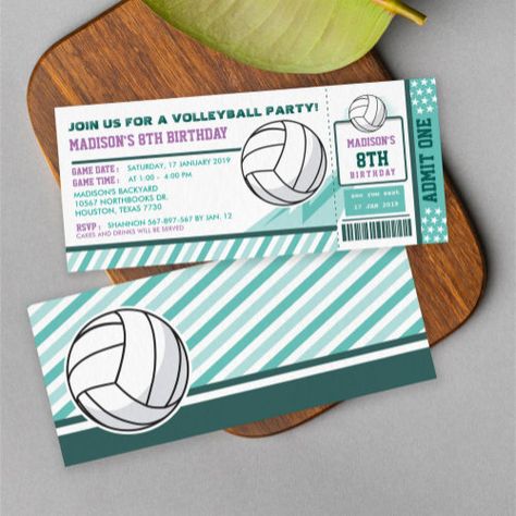 $3.40 | Editable Colour Volleyball Ticket Pass Birthday #zgroupon, sport, ticket, volleyball, volleyball invitations, volleyball tickets, volleyball invitation template, volleyball birthday invitations, volleyball invitation card, volleyball party invitations Volleyball Party Decorations, Volleyball Birthday Party, Volleyball Birthday, Volleyball Images, Pink Tickets, Volleyball Party, Sports Birthday Invitations, Volleyball Tournament, Volleyball Tournaments