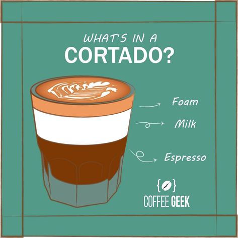 What is a cortado Cortado Recipe, Cortado Coffee, Barista Recipe, Spanish Coffee, Cafe Barista, Nitro Coffee, Baking Secrets, Coffee Artwork, Coffee Geek