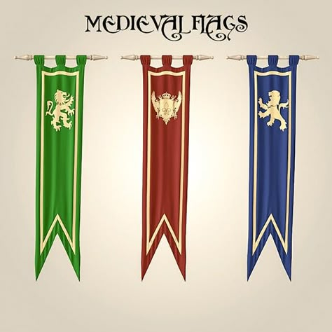 Medieval Banner, Medieval Decor, Medieval Party, Flag Template, Art Texture, Noble House, Flag Banner, Medieval Castle, Dark Ages