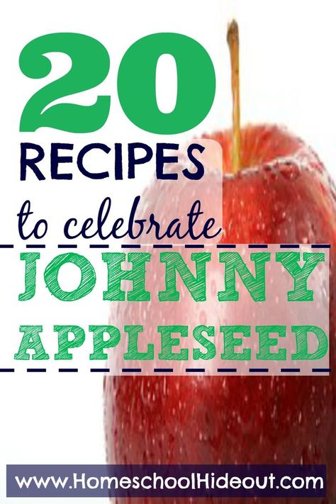 Johnny Appleseed Treats For School, Johnny Appleseed Snacks For Kids, Johnny Appleseed Snack Ideas, Johnny Appleseed Snacks For School, Johnny Appleseed Recipes, Johnny Appleseed Snacks, Johnny Appleseed Craft, Books And Crafts, Apple Unit Study