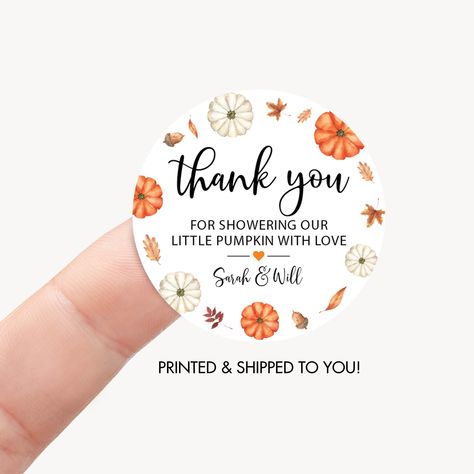 Little Pumpkin Baby Shower Thank You Sticker, Autumn Fall Pumpkin Baby Shower Favor Label, Pumpkin Baby Shower Decoration Qty: 20 Orange Watercolor, Baby Shower Decoration, Cookie Bags, Watercolor Pumpkins, Pumpkin Baby, Favor Labels, Baby Shower Favor, Baby Shower Pumpkin, Baby Shower Thank You