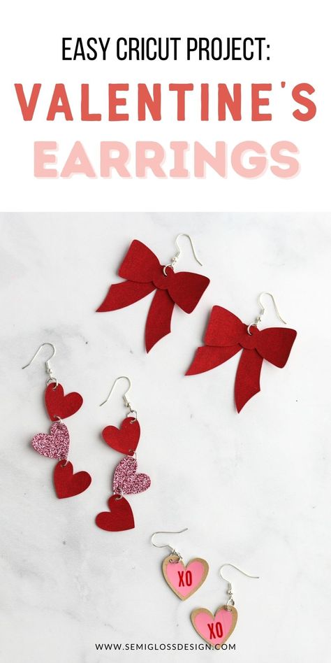 Use your Cricut to make Valentine's earrings. These cute earrings are great to make for gifts or to keep and wear on Valentine's Day. Free SVG. Valentine's Earrings, Aesthetic Crafts, Earrings To Make, Valentines Crafts, Valentines Earrings, Vintage Inspired Decor, Diy Valentine, Infusible Ink, Faux Leather Earrings