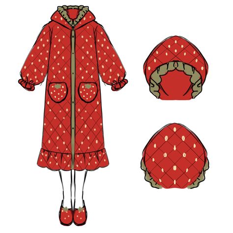 NYAHALLO 🐈‍⬛ (@nyahalloshop) | Instagram profile Cute Raincoat, Button Up Style, Fleece Robe, Rain Coat, A Concept, Fashion Drawing, The Button, Button Up, Doodles