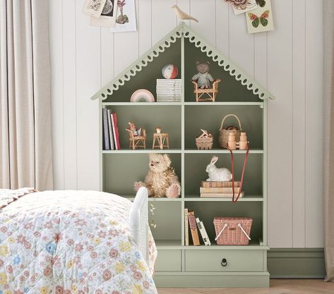 Pottery Barn Bookcase, Dollhouse Bookcase, Desert Sage, Julia Berolzheimer, Ups Delivery, Big Girl Rooms, Toddler Room, Cubbies, Pottery Barn Kids