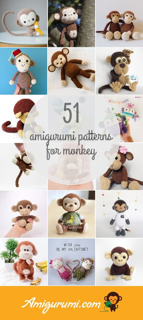 Monkey Crochet Pattern Free, Crochet Monkey Pattern, Small Monkey, Small Bunny, Baby Orangutan, Crochet Monkey, Monkey Pattern, Baby Monkey, Little Monkeys