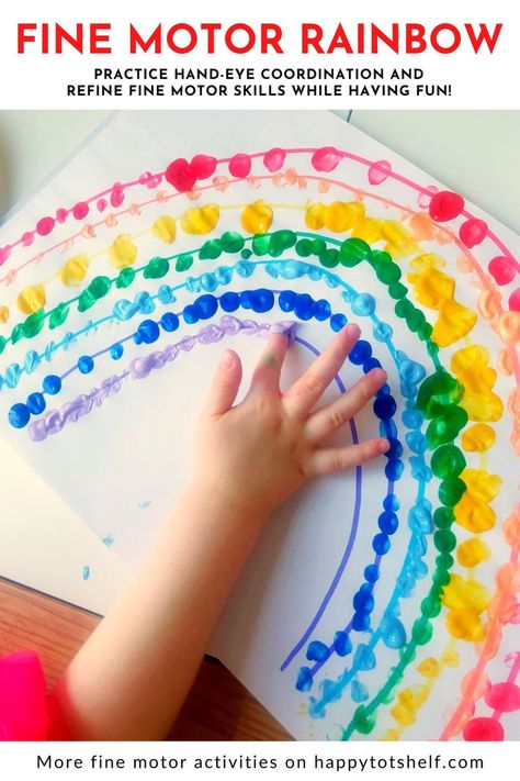 Rainbow Finger Painting Activity for Fine Motor Development in Children Fine Motor Development, Rainbow Activities, Playdough Activities, Motor Development, Preschool Fine Motor, Painting Activities, Fine Motor Skills Activities, Shapes Activities, Development Activities