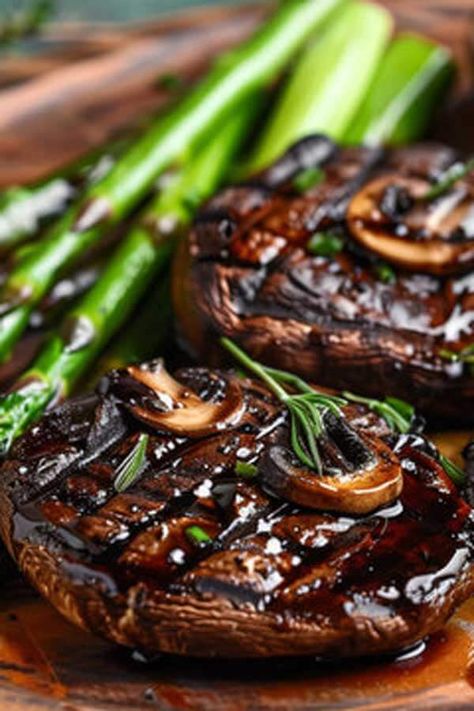 Grilled Portobello Steaks - Natures Fare Bbq Portabella Mushrooms, Portobello Mushroom Marinade, Portabella Steak, Grilled Portobello Mushroom Recipes, Portobello Steaks, Mushroom Marinade, Portobello Steak, Portabella Mushrooms Recipes, Portobello Burger