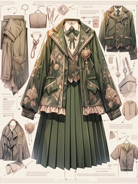 Fantasy Academy Uniforms, Magic Clothes, Western Costumes, Dress Design Drawing, Royal Clothing, Harry Potter Outfits, Clothing Design Sketches, Cute Dress Outfits, Fashion Drawing Dresses