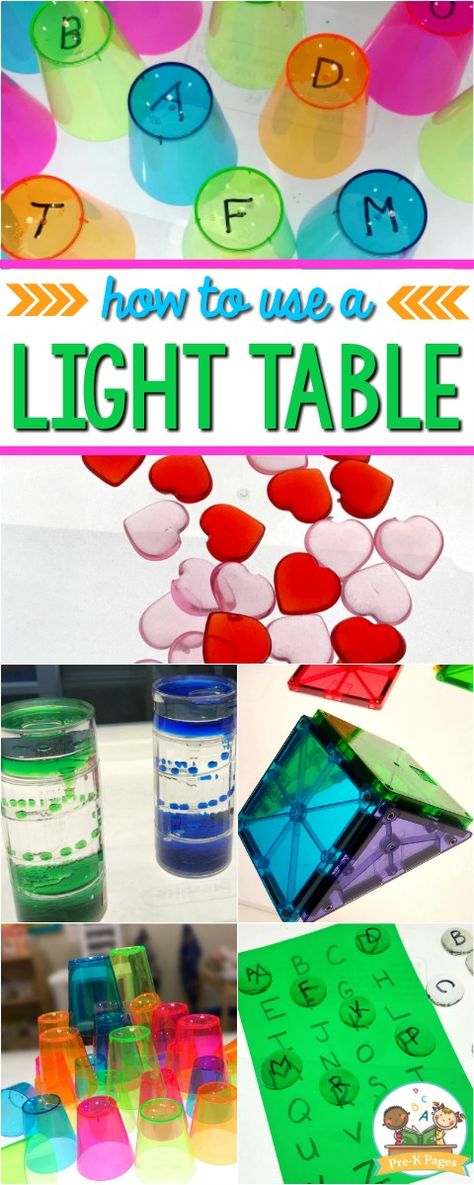 Table Activity Preschool, Light Activities For Preschool, Science Activities For Infants, Craft Table Ideas, Light Table Ideas, Light Box Activities, Garden Preschool, Pre Kindergarten Classroom, Activities For Infants