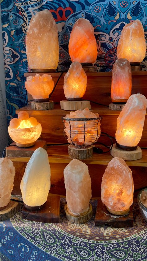 Decorating With Salt Lamps, Salt Lamps Aesthetic, Salt Lamp Decor Ideas, Himalayan Salt Lamp Decor, Salt Lamp Bedroom, Salt Lamp Aesthetic, Salt Lamp Decor, Wellness Room, Salt Rock Lamp