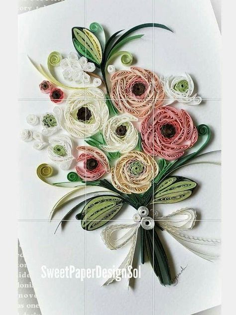 Basic Quilling, Flower Bouquet Card, Quilling Flower Designs, Bouquet Card, Paper Quilling For Beginners, Paper Quilling Flowers, Paper Quilling Cards, Origami And Quilling, Quilling Work