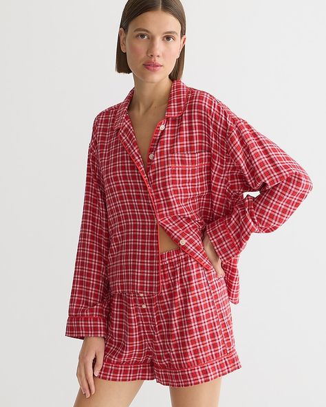 Size medium J Crew Pajamas, Pajama Short Set, Pajama Short, Plaid Set, Pyjamas Womens, Best Pajamas, Striped Pyjamas, Cozy Flannel, Jcrew Women