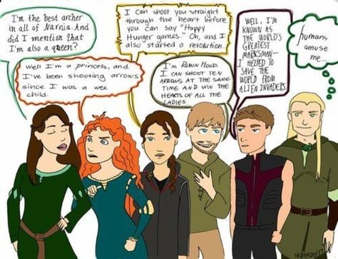 Susan, Merida, Katniss, Robin Hood, Hawkeye, Legolas Lotr Funny, Very Important Person, Legolas, Nerd Alert, Geek Out, Robin Hood, Middle Earth, Narnia, Lord Of The Rings