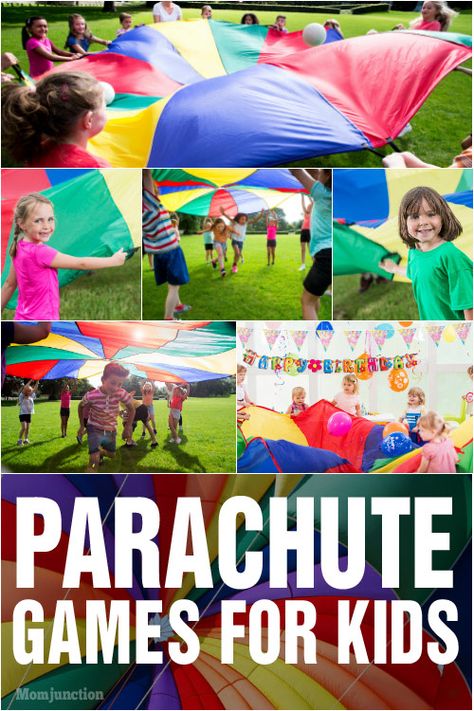 Parachute Songs, Parachute Games For Kids, Parachute Games, Teamwork Games, Group Games For Kids, Pe Activities, Pe Games, Physical Activities For Kids, Gym Games