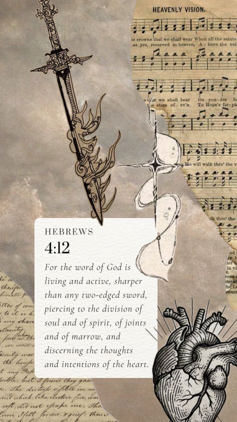 Aesthetic Biblical Wallpaper, Hebrews 4:12 Wallpaper, Bible Verse About Music, Encouraging Bible Verses Wallpaper, Bible Verse Wallpaper Collage, Christianity Aesthetic Wallpaper, Alternative Christian Aesthetic, God Collage Wallpaper, Bible Verse Collage Wallpaper