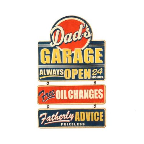 Dad's Garage is always open Tin Sign⎜Open Road Brands Love One Another Quotes, Fatherly Advice, Embossed Text, Vintage Colour Palette, Diy Gifts For Dad, Cool Wall Decor, Tin Walls, Garage Signs, Great Gifts For Dad