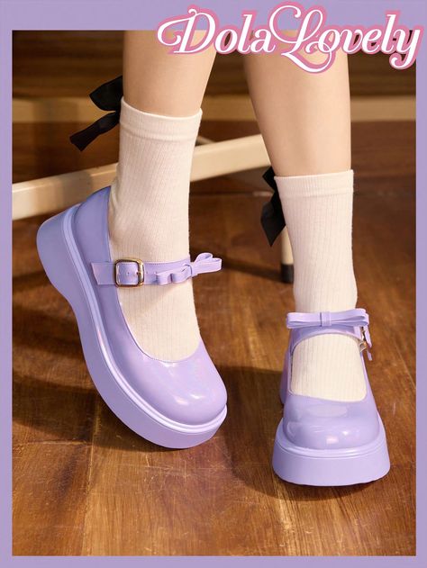 Dola Lovely New Sweet Lolita Style Round Toe Thick Soled Flats Mary Jane Shoes For WomenI discovered amazing products on SHEIN.com, come check them out! Purple Mary Janes, Mary Jane Shoes Flat, Plum Pudding, Sweet Lolita, Jane Shoes, Mary Jane Shoes, Lolita Fashion, Girl Clothes, Shoes For Women