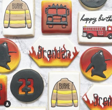 Firehouse Cookies Decorated, Fire Department Cookies Decorated, Fire Department Cookies, Fireman Cookies Decorated, Firefighter Cookies Decorated, Fireman Cookies, Firefighter Cookies, Fire Cookies, Fire Department Christmas