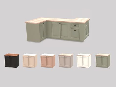 Sims 4 Counters Cc, Sims 4 Counters, Sims 4 Kitchen Cabinets, Sims 4 Cottage, Sims 4 Kitchen, Mod Furniture, Sims 4 Bedroom, The Sims 4 Packs, Sims 4 Game Mods