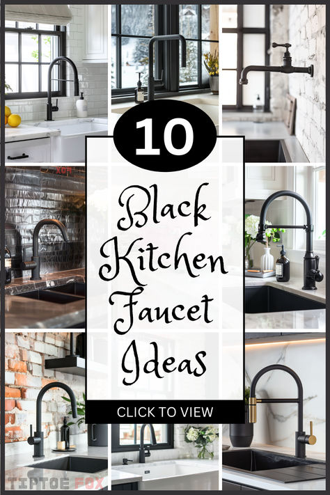 black kitchen faucet ideas Black Kitchen Faucet Ideas, Black Sinks In Kitchen, Black Kitchen Faucet With Stainless Sink, Black Faucet Kitchen, Kitchen Faucet Ideas, Black Farmhouse Sink, Black Granite Kitchen, Modern Coastal Kitchen, Black Kitchen Faucet