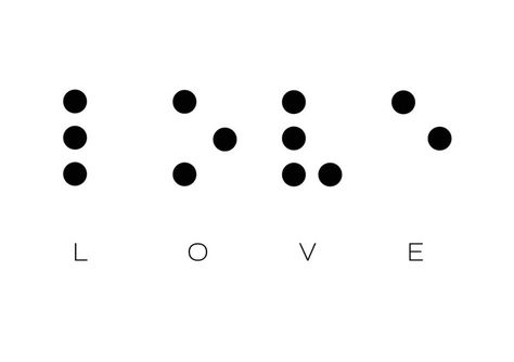 Love in Braille. Why? Because love is blind. Braille Tattoo, Finger Tats, Love Is Blind, Doodle Tattoo, Poke Tattoo, Desenho Tattoo, Simplistic Tattoos, Small Tattoo, Skin Art