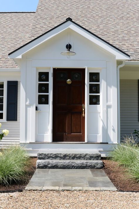 Front Door Bump Out Entrance, Adding A Front Entry Way, Bump Out Front Entry, Cape Cod Front Doors, Mudroom Addition Exterior, Enclosed Portico, Entry Addition, Craftsman Entryway, Portico Entry