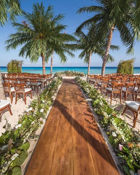 Destination Weddings on Instagram: “One of our favorite things about destination weddings are the endless wedding venue opportunities 😍 Head to the link in bio to see what…” Beach Wedding Ceremony Arch, Mexico Wedding Venue, Dream Beach Wedding, Beach Wedding Reception, Riviera Maya Weddings, Tropical Beach Wedding, Mexico Resorts, Beach Wedding Inspiration, Wedding Venues Beach