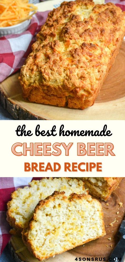 Homemade Beer Bread, Pizza Recipies, Beer Cheese Bread, Oven Baked Bread, Cheesy Bread Recipe, Beer Bread Easy, Baking Breads, Beer Bread Recipe, Dessert Breakfast