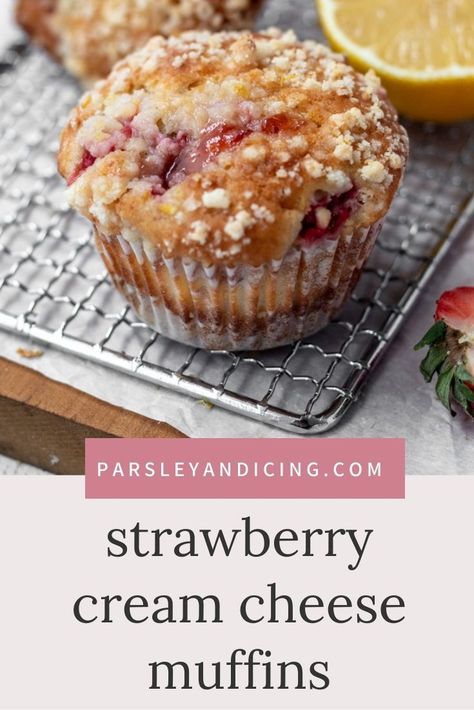 Jumbo Strawberry Muffins, Strawberry Muffins With Cream Cheese, Recipes With Strawberry Jam, Cream Cheese Muffins Recipes, Strawberry Jam Muffins, Jam Filled Muffins, Cream Cheese Swirl Muffins, Strawberry Cream Cheese Muffins, Muffins With Cream Cheese Filling