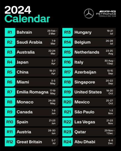 F1 Hamilton, F1 Calendar, Race Calendar, Petronas F1, Mercedes F1, Amg Petronas, Calendar 2024, Mercedes Amg, One Team